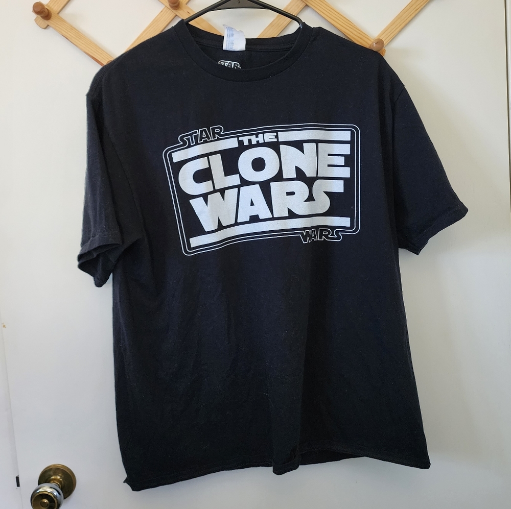 Star Wars Clone Wars Mens L black and white t-shirt used good condition